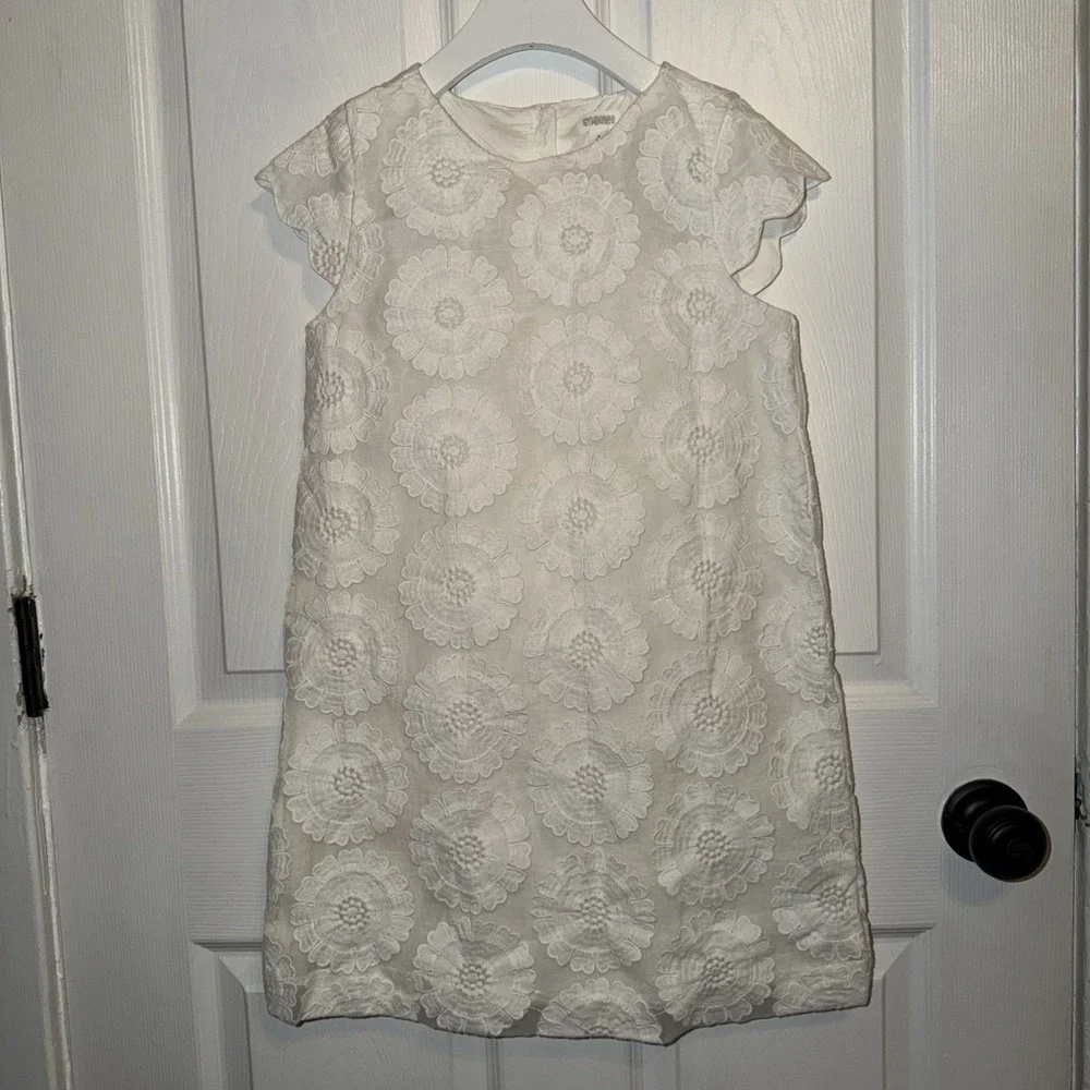 NEW Gymboree Girls White Dress Formal Size M 7/8 Cap Sleeve‎ Easter Spring